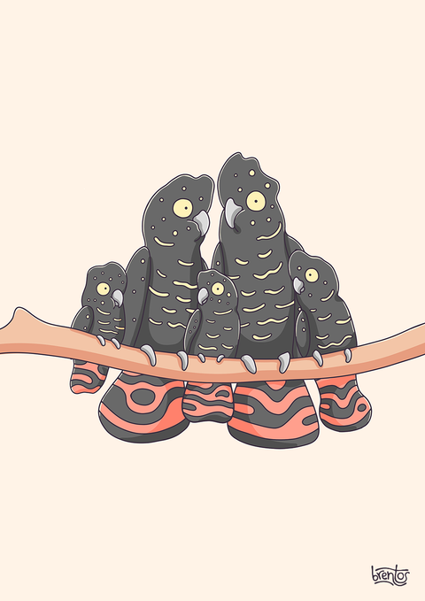 Create Your Own Black Cockatoo Family Print