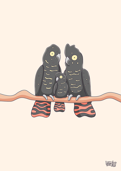 Create Your Own Black Cockatoo Family Print