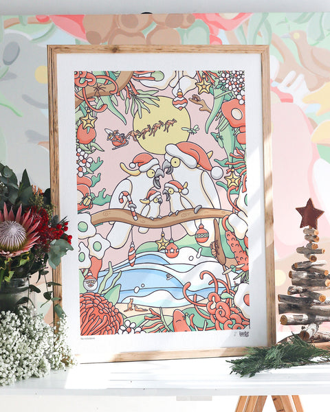 Create Your Own Xmas Cockatoo Family Print