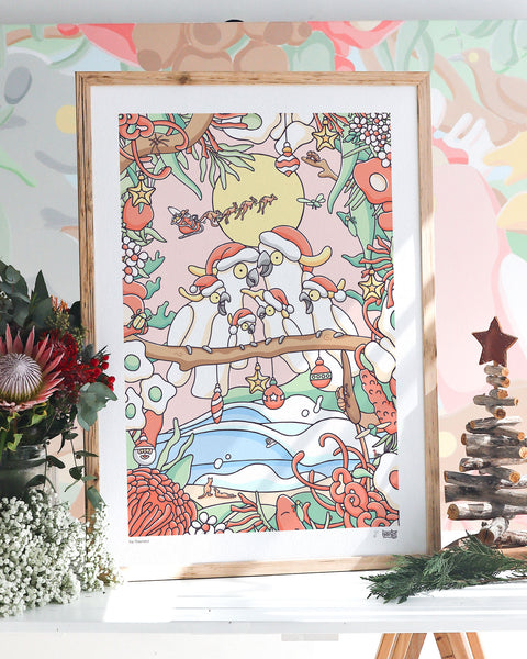 Create Your Own Xmas Cockatoo Family Print