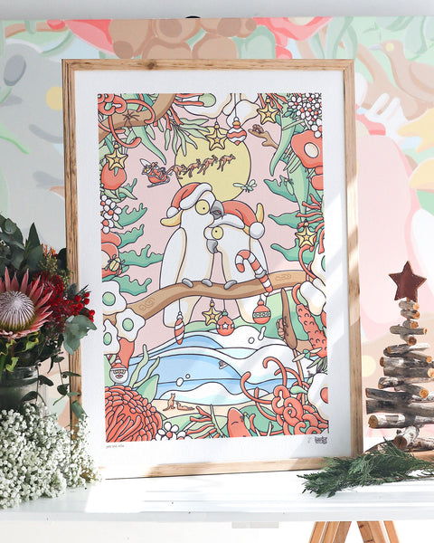 Create Your Own Xmas Cockatoo Family Print