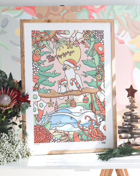 Create Your Own Xmas Cockatoo Family Print