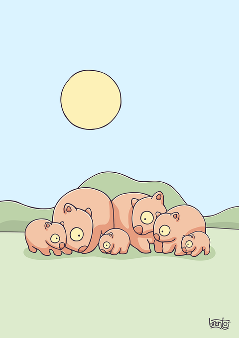 Create Your Own Wombat Family Print