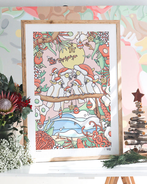 Create Your Own Xmas Cockatoo Family Print