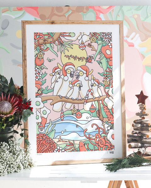 Create Your Own Xmas Cockatoo Family Print