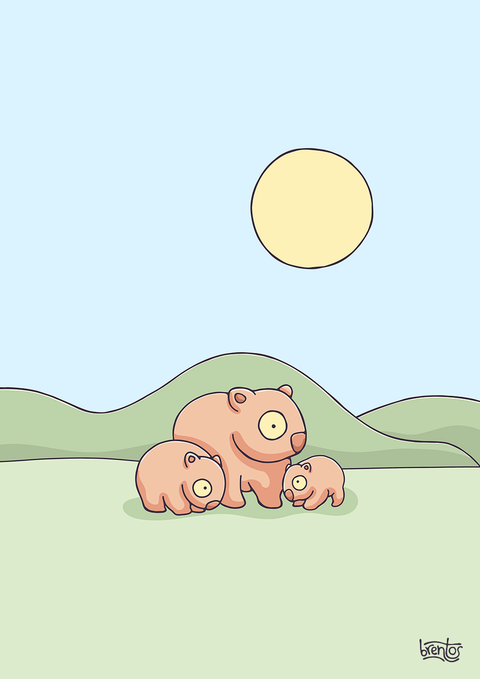 Create Your Own Wombat Family Print