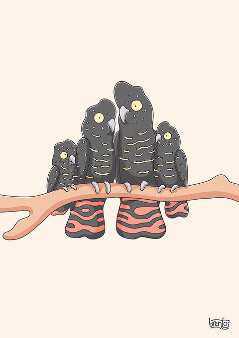 Create Your Own Black Cockatoo Family Print